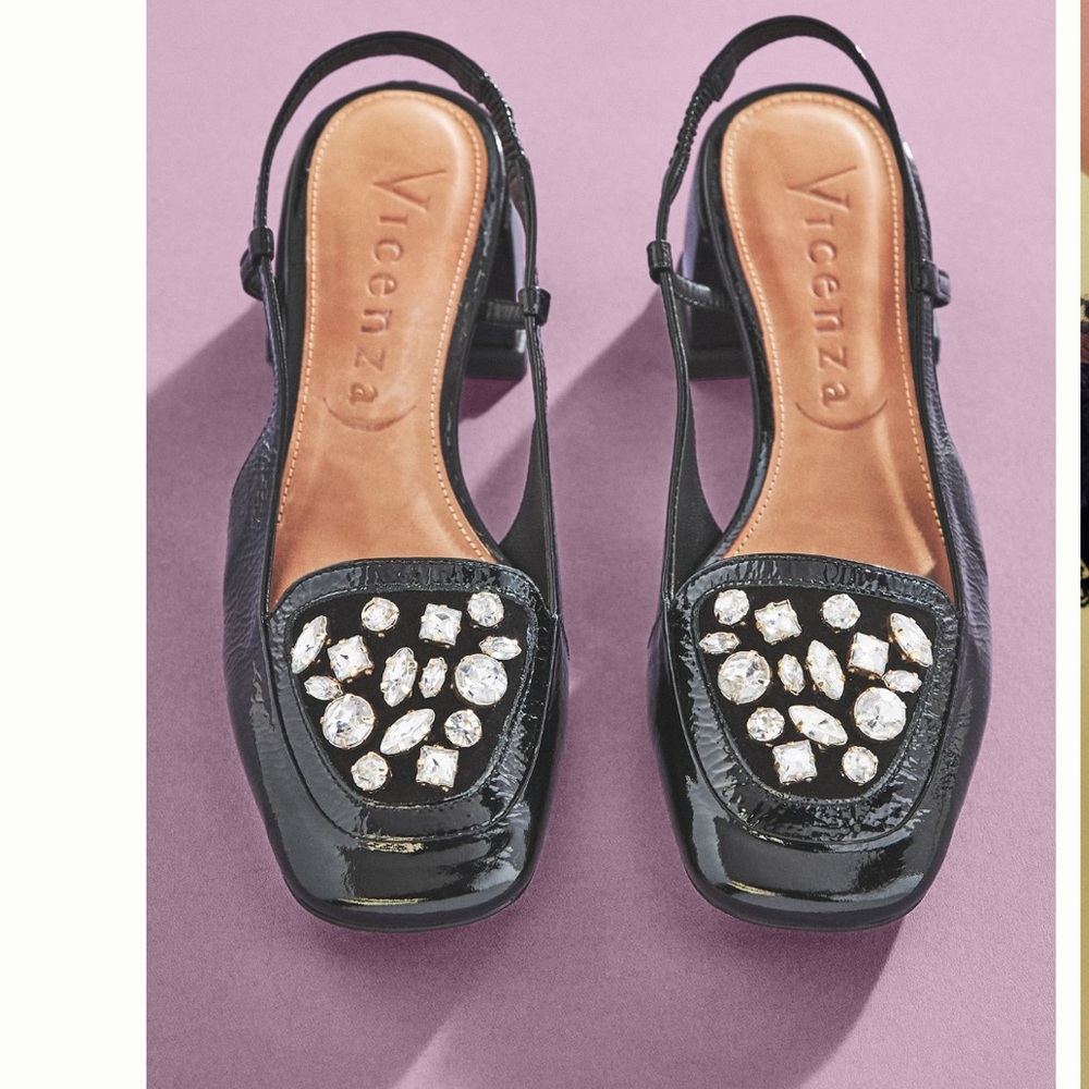 Anthropologie Vicenza Crystal Slingback Heels